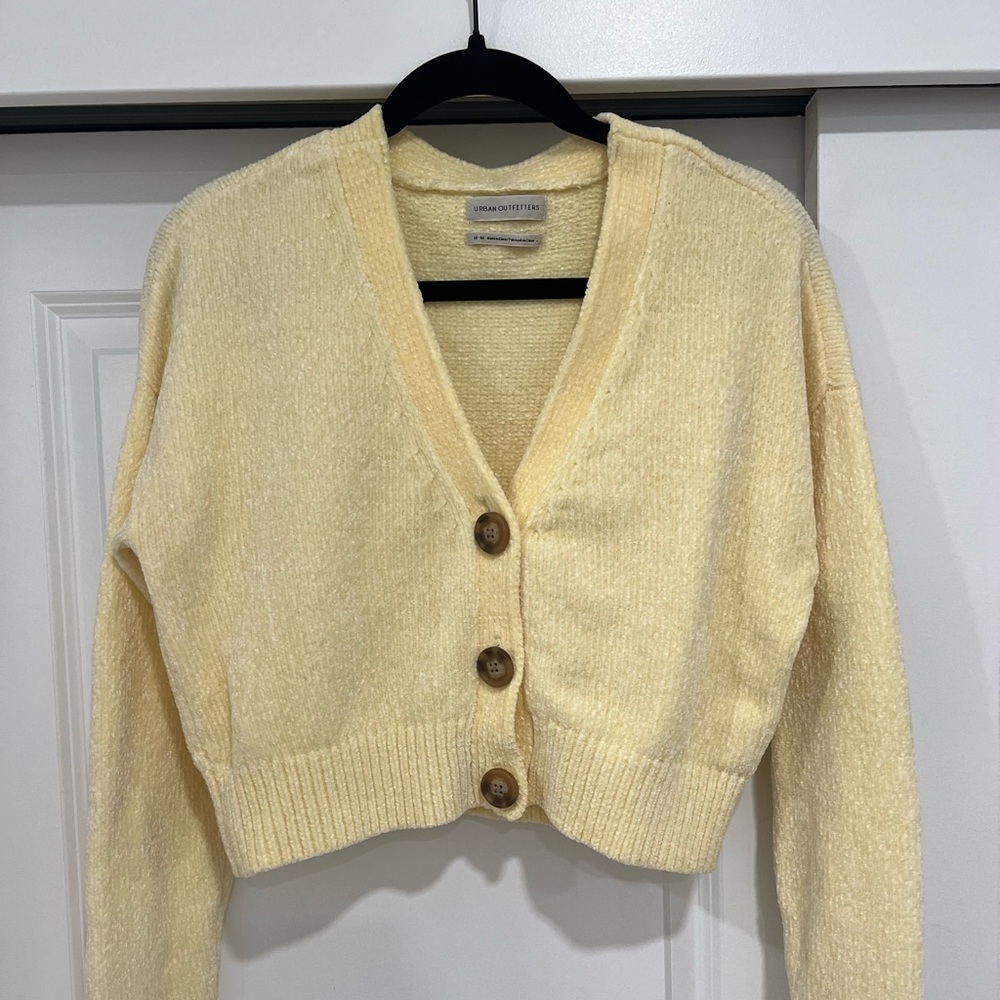 Urban Outfitters Cream Ribbed Knit Cardigan